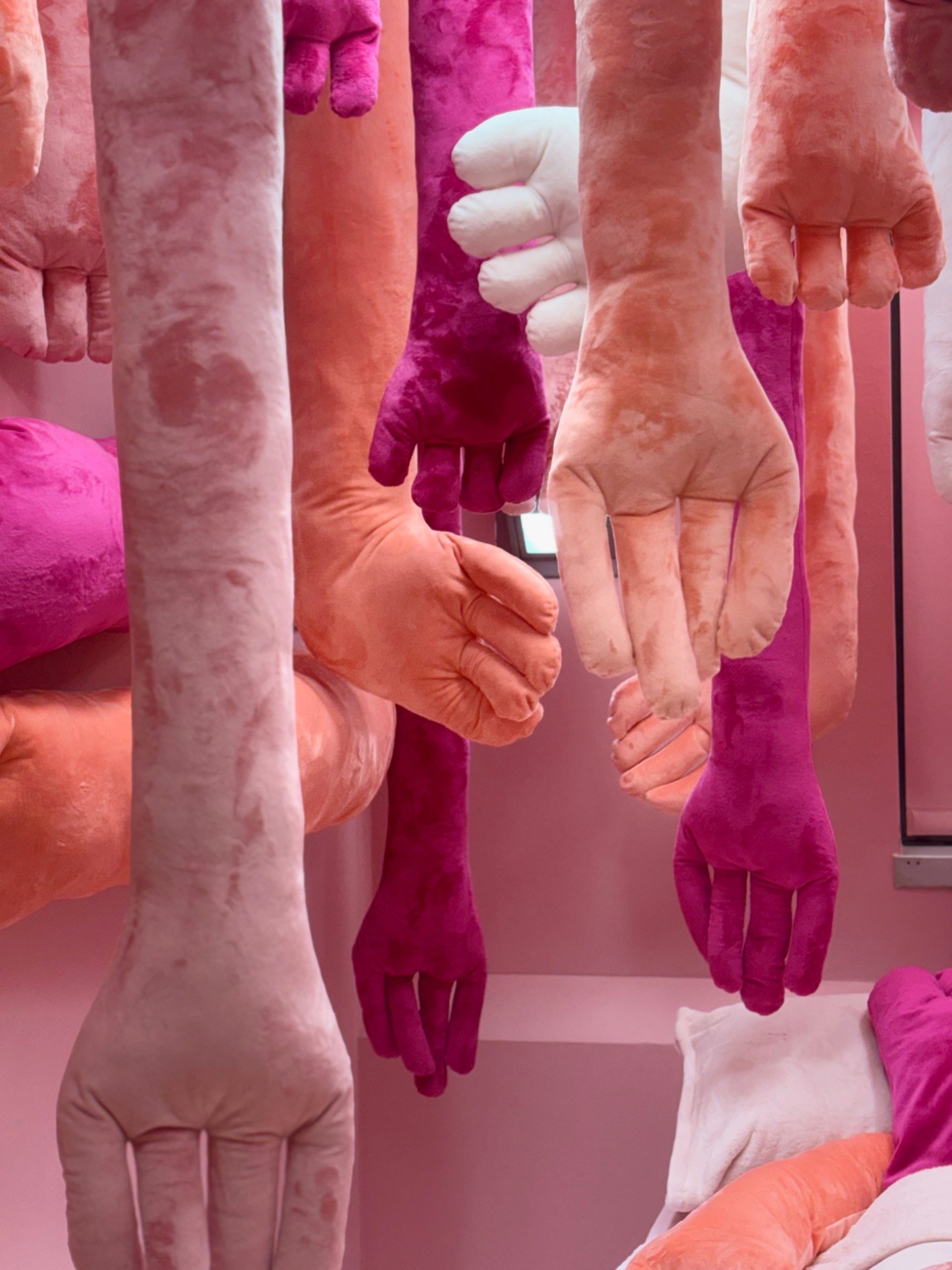 Close-up of BIG HUG textile hands