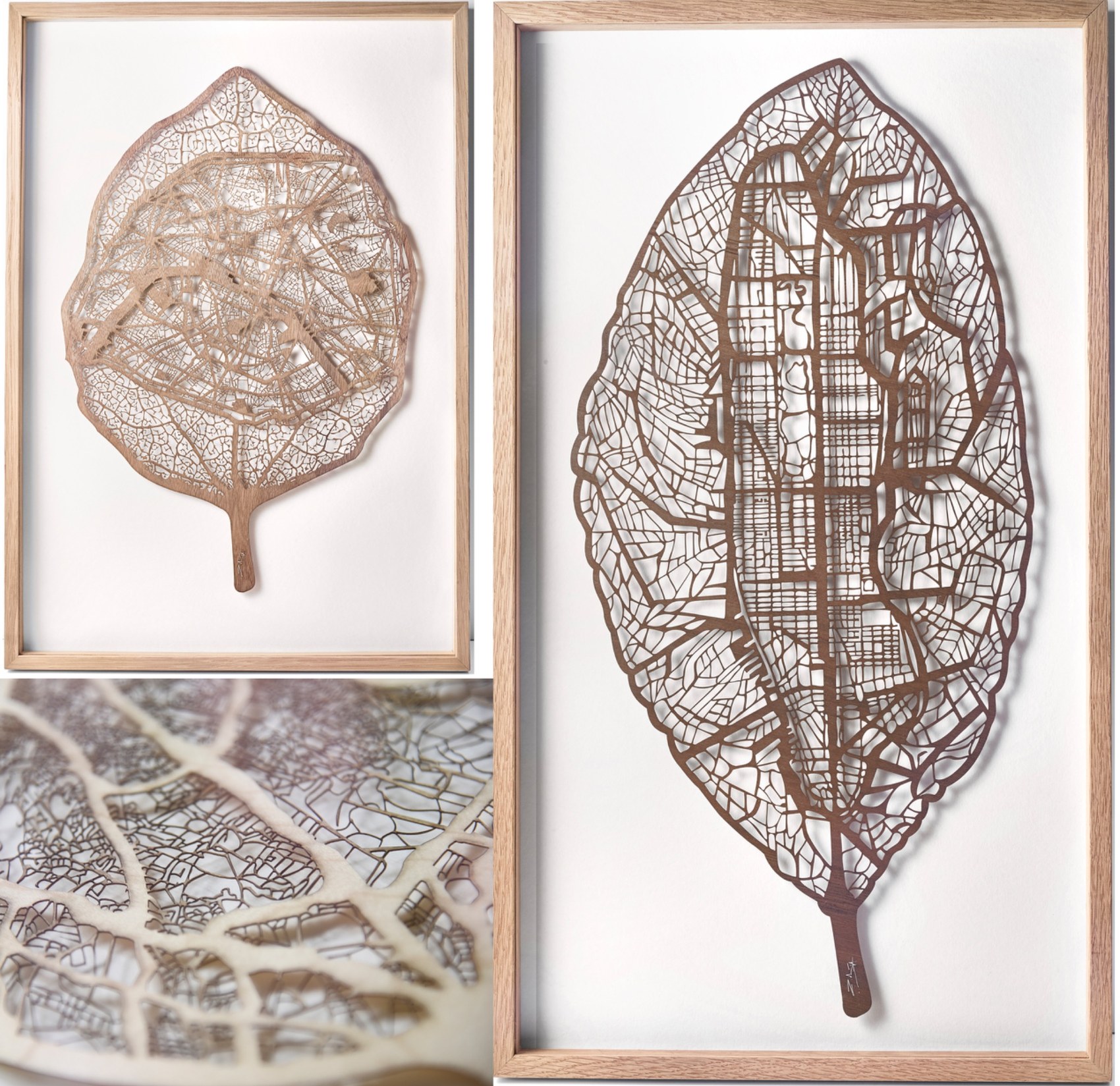 Framed wood City Leaf Paris