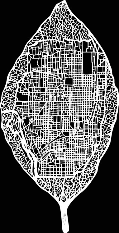 Kyoto City Leaf in Japanese paper and metal