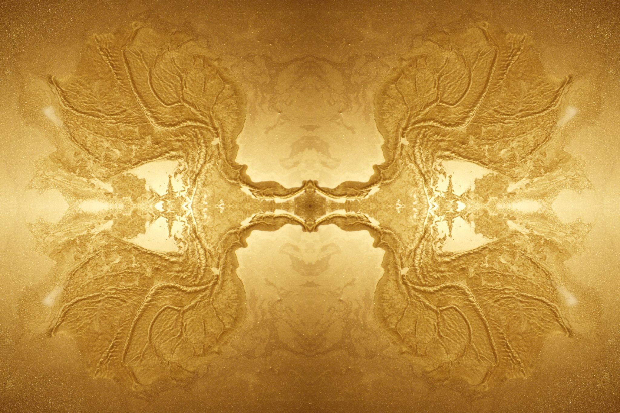 Golden mirrored organic artwork — strategic transformation and living systems