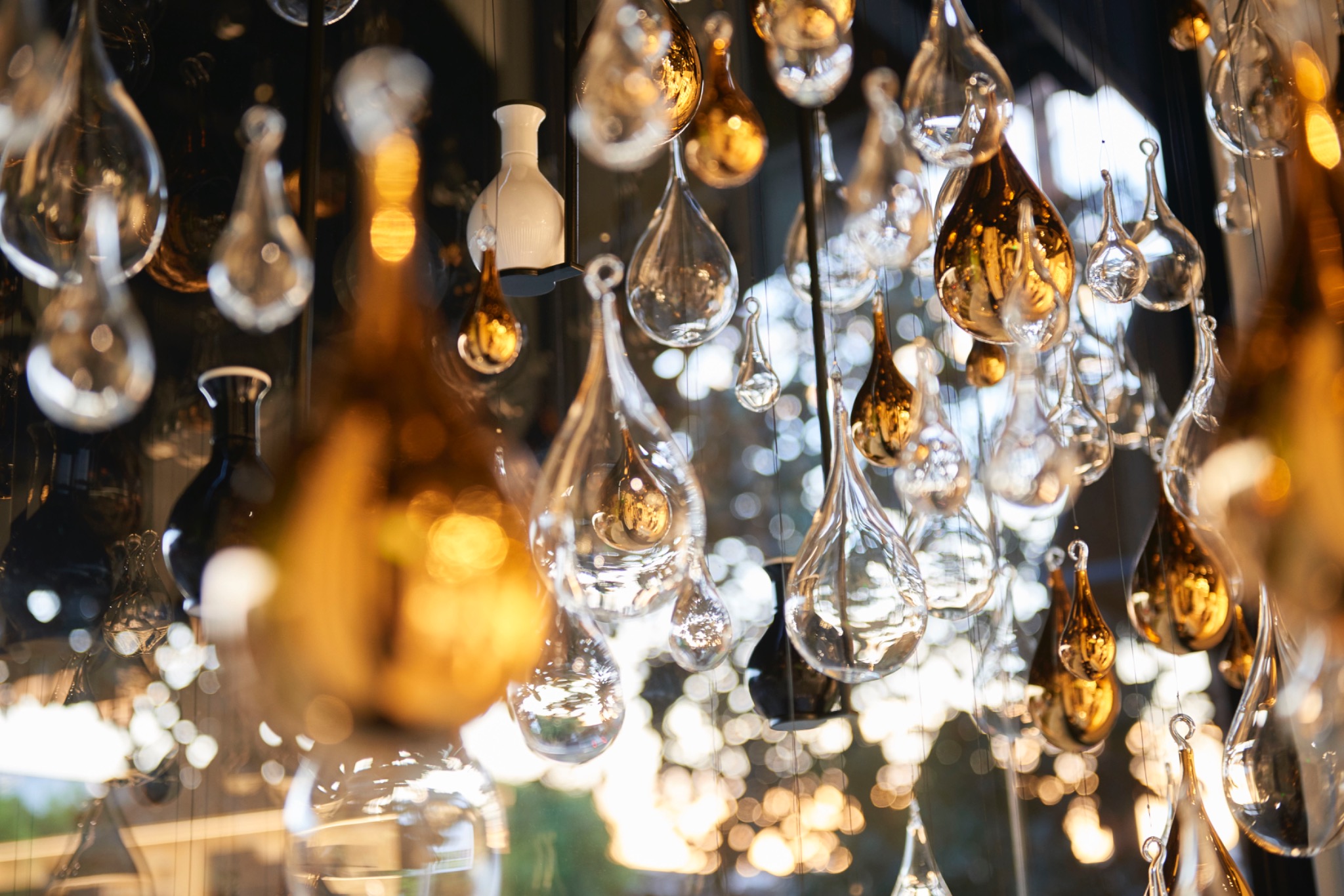 The Harmonist installation with suspended drops