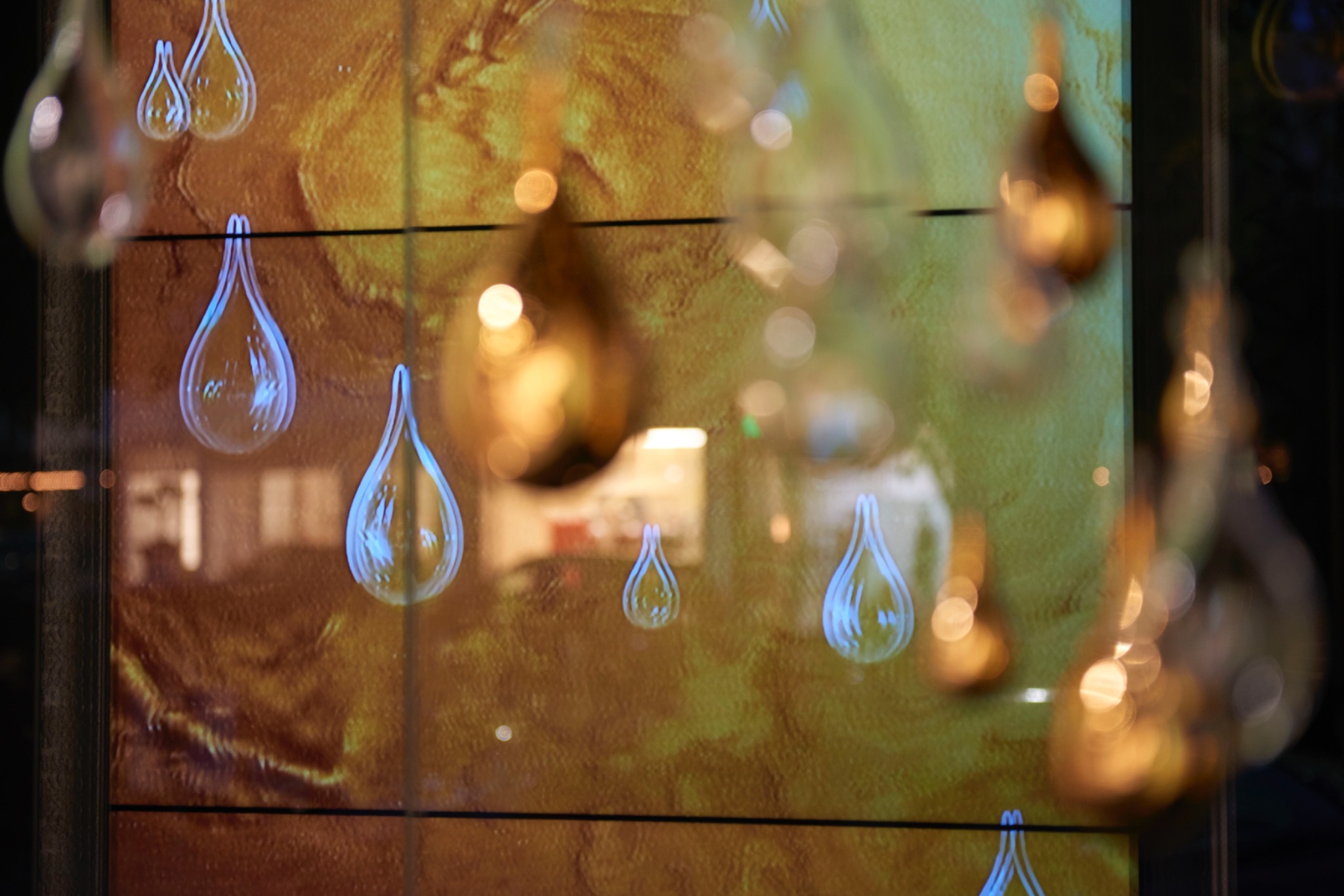 Glass and gold suspended forms