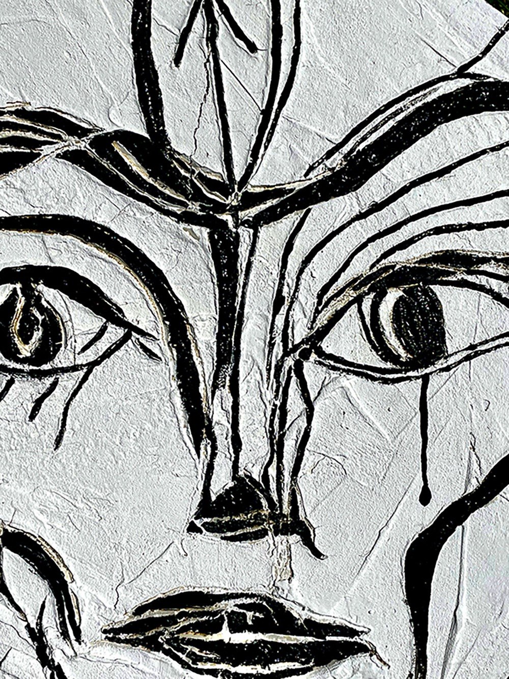 Close-up of a painted forest face