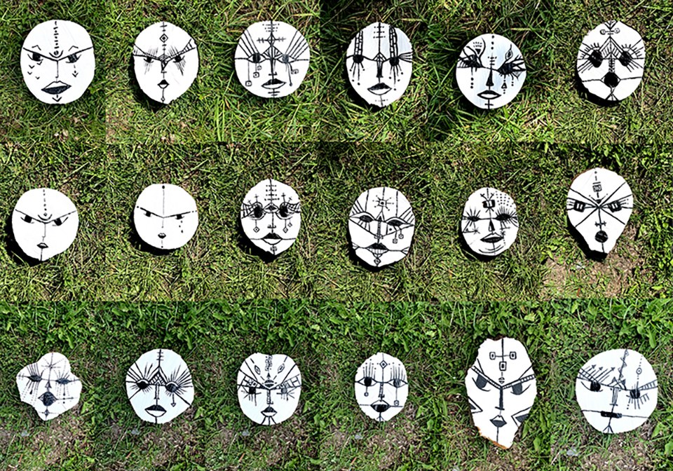 Series of hand-drawn forest spirits